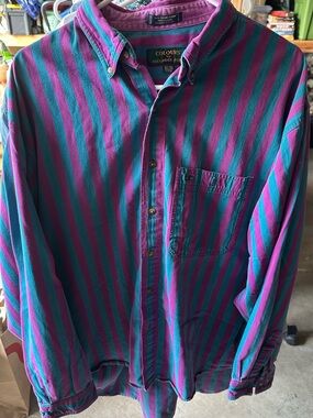 Alexander Julian Teal and Purple Striped Button-Down Shirt